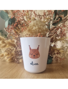 Gobelet enfant en polymère blanc – Prénom + RENARDE