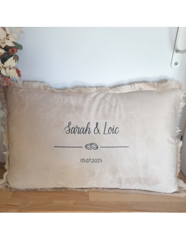 Coussin mariage personnalisé – Prénoms & date...