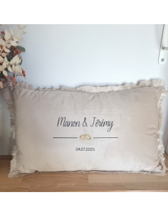 Coussin mariage personnalisé – Prénoms & date avec...