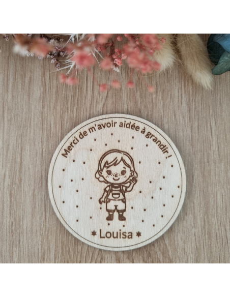 💫 Magnet en bois personnalisé – Cadeau pour Nounou, Maîtresse, Maître 💫