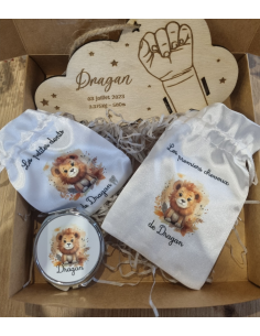 ✨ Coffret Souvenir Bébé – Thème Lion (personnalisable)