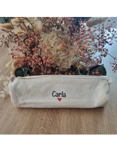 🖍️ Trousse scolaire personnalisée – Beige en coton