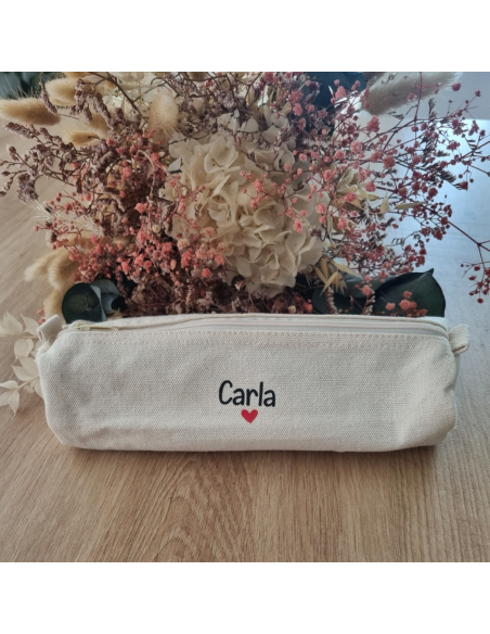 🖍️ Trousse scolaire personnalisée – Beige en coton