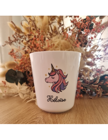 Gobelet enfant en polymère blanc – Prénom +...