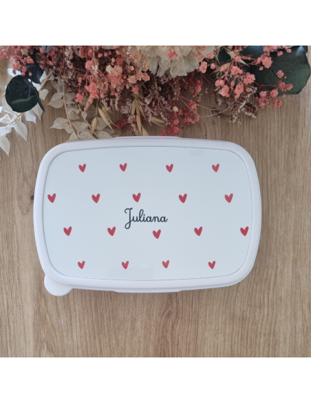 🎒🍼🍱 Gourde et/ou boîte à goûter personnalisée – Thème cœur