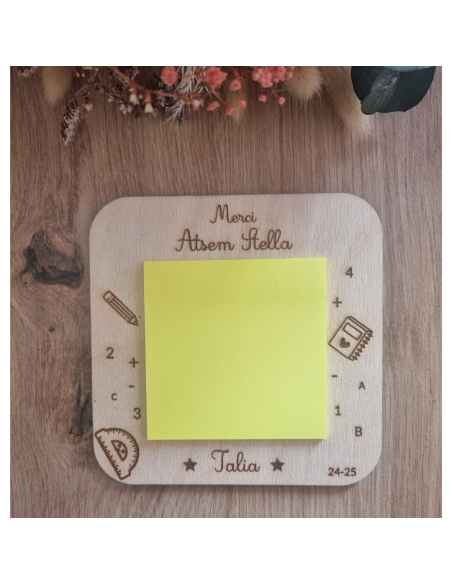 Bloc-note en bois personnalisé – Cadeau de fin d’année maîtresse, maître ou ATSEM modèle fleur✍️🌸