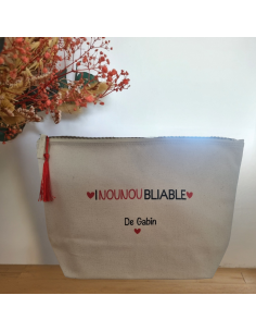 Grande pochette personnalisée – 5L (23×23×11 cm) Beige...