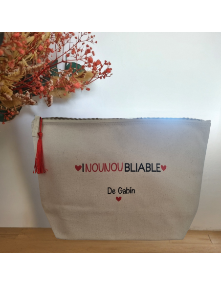 Grande pochette personnalisée – 5L (23×23×11 cm) Beige INOUNOUBLIABLE