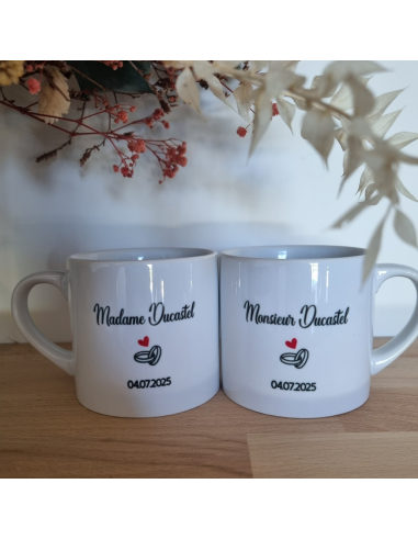 Duo de tasses à café personnalisées – Mariage |...