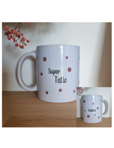 🌸 Mug personnalisé - "Super Tatie" ou prénom au choix