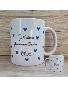 🩵 Mug personnalisé – "Je t'aime plus que mon Doudou..." 💙