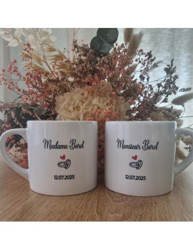 Duo de tasses à café personnalisées – Mariage |...