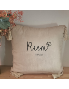 Coussin  personnalisé – Prénom, date de naissance logo...