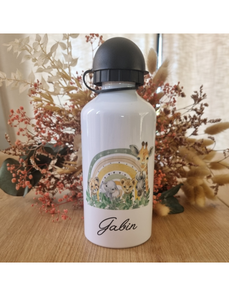 🎒🍼🍱 Gourde et/ou boîte à goûter personnalisée – Thème safari