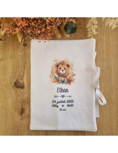 Protège carnet de santé personnalisé thème lion