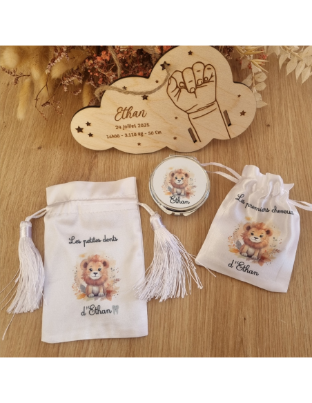✨ Coffret Souvenir Bébé – Thème Lion (personnalisable)