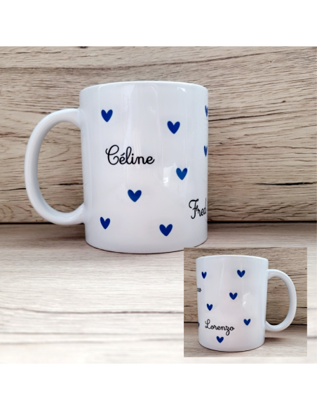 Mug/Tasse avec prénoms et petits cœurs ❤️