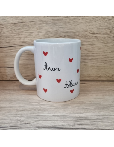 Mug/Tasse avec prénoms et petits cœurs ❤️