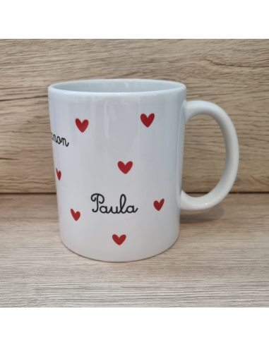 Mug/Tasse avec prénoms et petits cœurs ❤️
