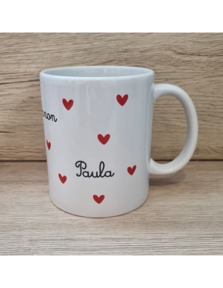 Mug/Tasse avec prénoms et petits cœurs ❤️