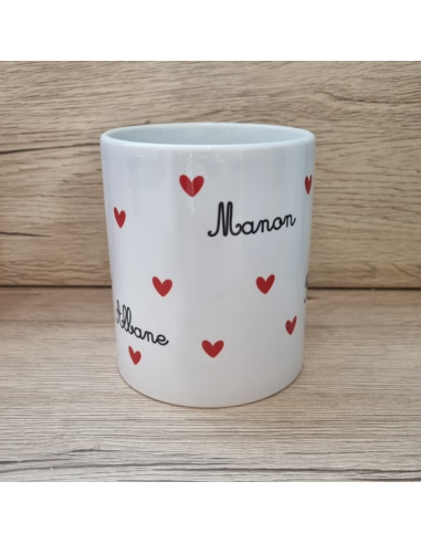 Mug/Tasse avec prénoms et petits cœurs ❤️