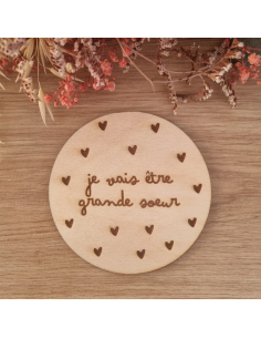 Plaque en bois annonce naissance "Je vais être grande sœur"