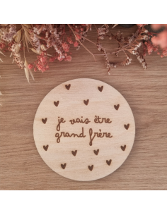 Plaque en bois annonce naissance "Je vais être grand frère"