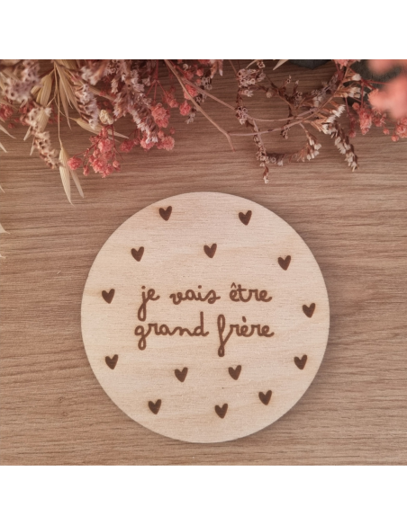 Plaque en bois annonce naissance "Je vais être grand frère"