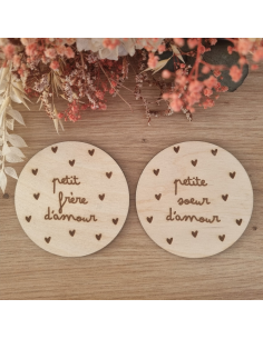 Plaque en bois annonce naissance "Petite sœur" 2