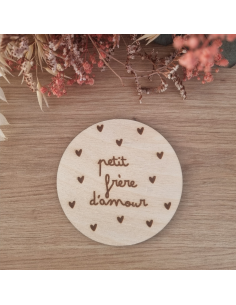 Plaque en bois annonce naissance "Petit frère"