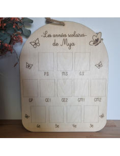 📚🖍️ Plaque en bois personnalisée – “Les années scolaires”...