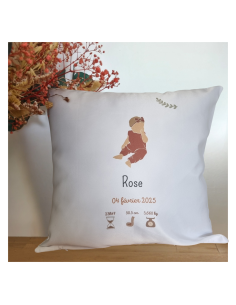 Coussin naissance blanc – Prénom, date, taille, poids &...