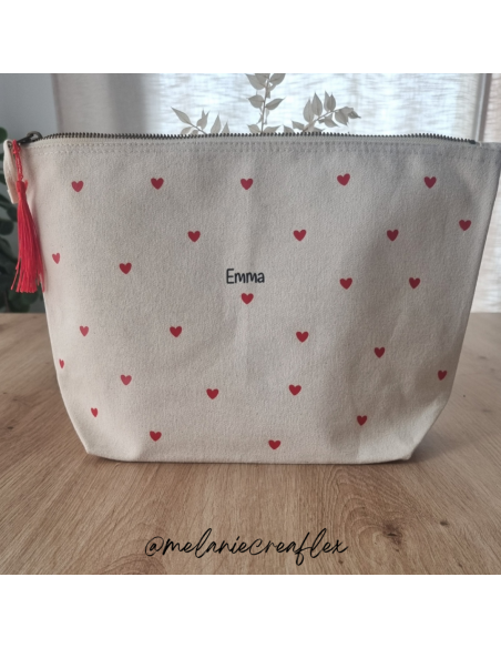 Grande pochette personnalisée – 5L (23×23×11 cm) cœur