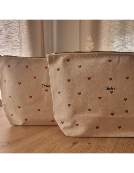 Grande pochette personnalisée – 5L (23×23×11 cm) cœur
