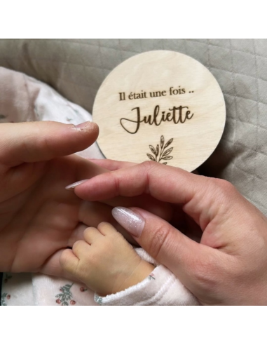 Plaque en bois annonce naissance "il était une...