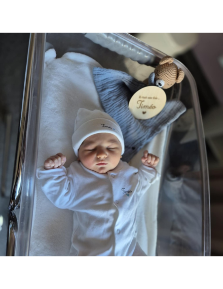 Plaque en bois annonce naissance "il était une fois- coeur"