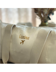 Sac week-end enfant personnalisé – Prénom & avion – Coton...