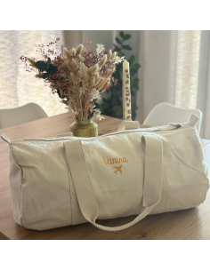 Sac week-end enfant personnalisé – Prénom & avion – Coton... 2
