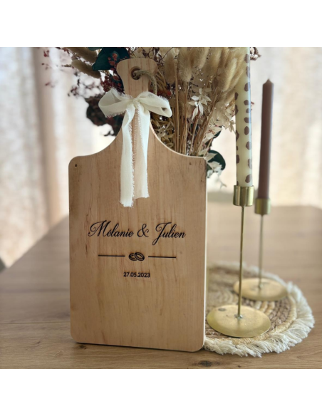 🪵 Planche à découper décorative en bois gravé- Mariage