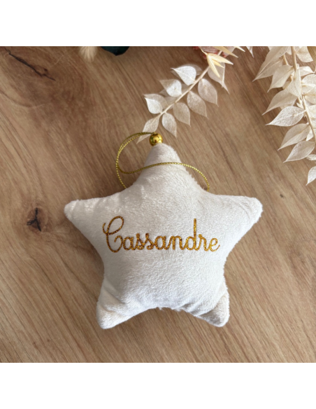 Étoile de Noël en velours – Personnalisée avec prénom + petit logo ✨