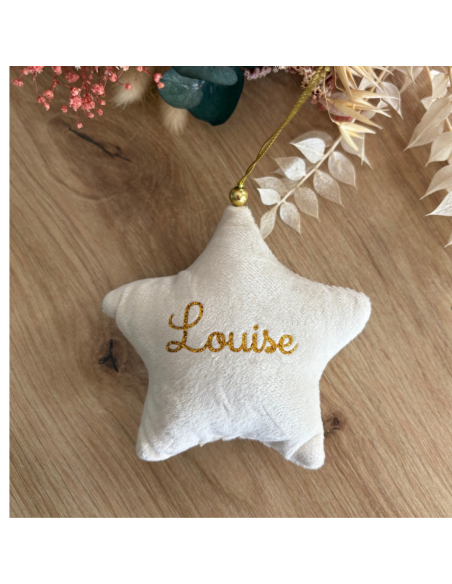 Étoile de Noël en velours – Personnalisée avec prénom + petit logo ✨