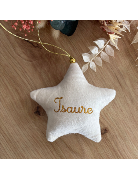 Étoile de Noël en velours – Personnalisée avec prénom + petit logo ✨