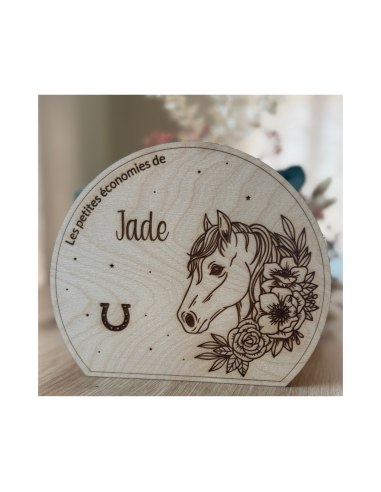 Tirelire personnalisée en bois motif cheval