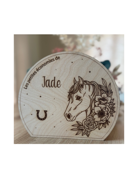 Tirelire personnalisée en bois motif cheval