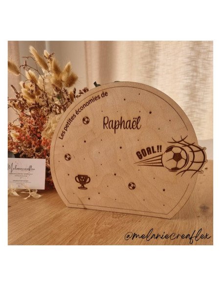 Tirelire personnalisée en bois motif foot