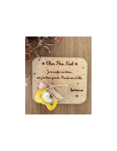🎅 Plaque en bois “Je donne ma tétine au Père Noël”