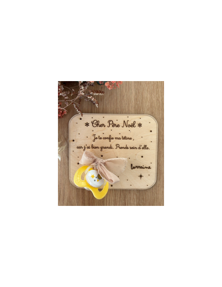 🎅 Plaque en bois “Je donne ma tétine au Père Noël”