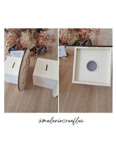 Tirelire personnalisée en bois motif fleur et coeur 2