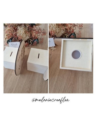 Tirelire personnalisée en bois motif fleur et...