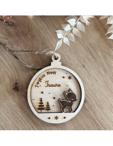 Boule de Noël personnalisée en bois – Prénom +...
